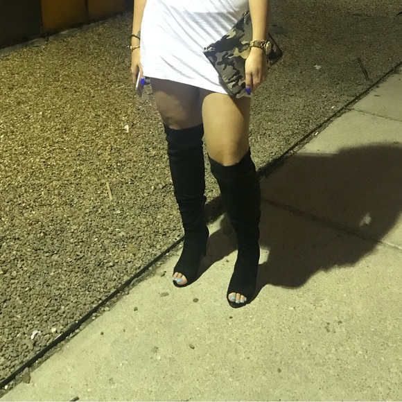 Lace up open toe thigh high stilettos - Picture 4 of 5